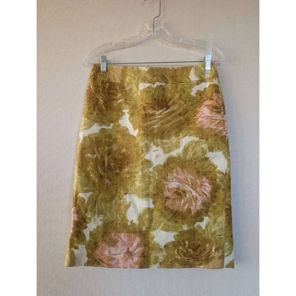 Talbots Floral Skirt Size 2 Pencil‎ Lined Spring Floral Preppy Cotton Easter
